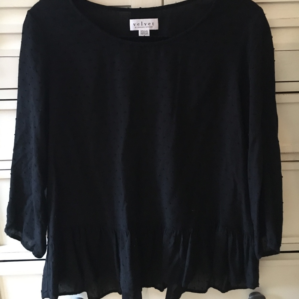 Velvet Long Sleeve Peplum Top